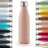 Blumtal® Trinkflasche Edelstahl Charles - Thermosflasche 500 ml - BPA-freie Thermo Trinkflasche kalt&warm - auslaufsichere Trinkflasche Metall - Edelstahlflasche/Metallflasche - Mellow Rose - Rosa