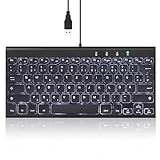 Perixx PERIBOARD-429 DE Kleine Tastatur mit Kabel - Weiße Hintergrundbeleuchtung - Dünn und leise Scherentasten - Deutsches QWERTZ Layout