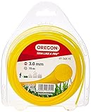 Oregon Runder Mähfaden 3 mm, Gelb, Für Gras, Unkraut, Rasen und Blumenbeete, Gartenarbeit und Rasenpflege, Nylonfaden, Für die meisten Rasentrimmer, 3 mm x 15 m (69-368-YE)