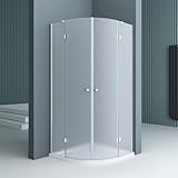 doporro Duschkabine 100x100 viertelkreis Dusche Duschabtrennung ESG-Sicherheitsglas Satiniert inkl. Easy-Clean-Beschichtung Ravenna02VS