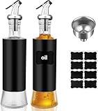 Edelstahl-Öl- und Essigspender Set (2 Stück, 300 ml) – Inkl. Ausgießer, Etikett & Trichter – Hochwertige Olivenölflasche mit sichtbarer Füllstandsanzeige für Küche & Tischdekoration