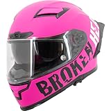 Broken Head Street Division - Motorradhelm Mit Sonnenblende und Spoiler - Integral-Helm - Ltd. Edition - Matt (Pink Matt, XS 53-54 cm)