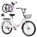 VHVYWY 20/22/24/26 Zoll Klapprad für Erwachsene, Bisiklet 7-Gang-Klapprad, Höhenverstellbare, Kompakte Fahrräder für Jugendfahrrad Kinderfahrrad(Size:26 inch,Color:weiß)