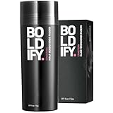 BOLDIFY Streuhaar für Dünner Werdendes Haar (Schwarz), Unsichtbar, Natürlich, Große Flasche, 56g, Kaschiert Haarausfall in 15 Sek, Haarverdichtung, Haarpuder für Feines Haar, Frauen/Männer