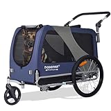 DOGGYHUT® Premium XL 2 in 1 Hundefahrradanhänger & Jogger 23-45 kg Fahrradanhänger für Hunde Hundeanhänger für Fahrrad 80106 (BLAU)