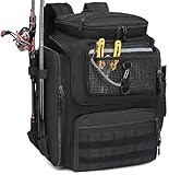 BlesMaller Angelrucksack mit Rutenhaltern 45L große Angeltasche wasserabweisend Angelausrüstung Rucksack für Angeln Wandern Camping Trekking