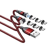 BITHAI Ladekabel Magnetisch, Magnet Ladekabe l 2Stück 360° und 180° Drehbar Magnetisches USB Ladekabel für Typ C/Micro USB/Smartphone (0.5M*2)