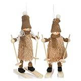 com-four® Premium Weihnachts-Figur für die Weihnachtsdeko, Skifahrer-Figuren als winterlicher Dekoartikel, Raumschmuck oder Geschenk (02 Stück - Skifahrer)