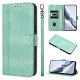 Handyhülle für Samsung Galaxy A71 4G Hülle Leder mit Schutzfolie, PU Leder Flip Schutzhülle für Samsung Galaxy A71 4G Case Klappbar Ständer Kartenfach Wallet Klapphülle,hellgrün