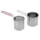 Kompakter 1,5-l-Fritteusentopf aus Edelstahl, Mini-Fritteuse und Nudelsiebkorb mit Korb zum ölsparenden Frittieren, Dämpfen und Kochen