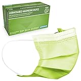 ARNOMED® Medizinische Mundschutzmaske Grün [50 STÜCK] - CE Zertifizierte Op Maske - Medical Face Mask - Schutzmaske Mund & Nase - Einwegmasken - Chirugischer Mundschutz - Klinische Gesichtsmasken