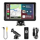 Android Auto Display & Drahtloses CarPlay, 7 Zoll HD Touchscreen mit GPS Modified Car Cadio, Armaturenbrett integrierte Videogeräte, Fernbedienung, Wireless Autoradio, Siri/Bluetooth/FM/AUX, Airplay