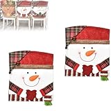 LUCKKY 2 Stück Exhibit Cute Christmas Chair Covers, Stuhlhussen Weihnachten Set, Weihnachts-Thema Stuhlhülle, Universal Stretch Stuhlbezug Weihnachtsdekoration für Abendessen Tisch Party Decor (B)