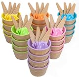 RICHSC-PAN Eisbecher mit Löffel, Cartoon-Eisbecher mit Löffel, mehrfarbig, wiederverwendbar, perfekt für Sommer-Eisveranstaltungen und Geschenktüten für Kinder, 20 Stück