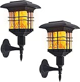 Solar-Taschenlampen, wasserdicht, flackernde Outdoor-Solarleuchten für Garten, Terrasse, Hof und Treppen – Dämmerung bis Morgendämmerung Auto On/Off – 2 Stück