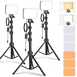 NEEWER Basics LED Videoleuchte Panel Beleuchtungsset 3er Pack zweifarbige dimmbare tragbare Studioleuchten mit Stativen und Filtern 3200K ~ 5600K CRI95 750Lux für Fotografie Videos und Streaming BP66