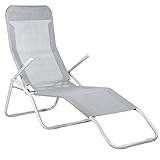 SPRINGOS Kippliege Sonnenliege Relaxliege Gartenliege aus Metall Freizeitliege robust, pulverbeschichtet (Hellgrau)
