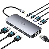 USB C Docking Station Dual Monitor, Selore Docking Station 3 Monitore Triple 4K Display mit 2 HDMI, DisplayPort, 1 Gbps Ethernet, 100W PD Charging, USB 3.0 Ports Adapter für Dell, HP, Lenovo