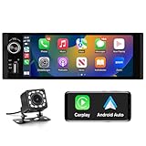 Hexinex 1 Din Carplay Android Auto Radio mit 6.36 Zoll IPS Touschcreen mit USB Anschluss mit Lenkradsteuerung Rückfahrkamera externes Mikrofon RDS