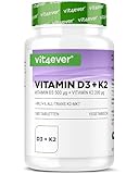 Vitamin D3 20.000 I.E + Vitamin K2 200 mcg Menaquinon MK7 Depot - 180 Tabletten - 99,7+% All-Trans - Laborgeprüft - Vegetarisch - Hochdosiert - Premium Qualität