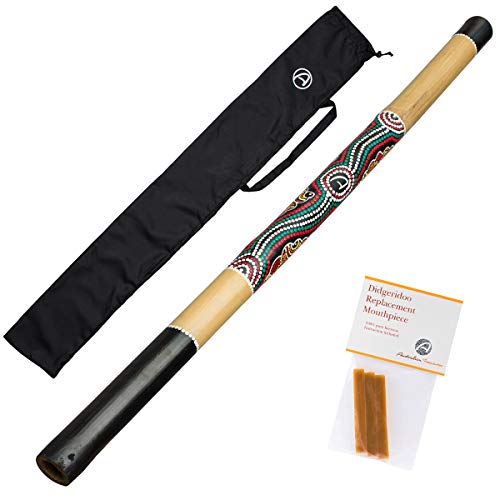 Australian Treasures - Didgeridoo 120cm - Bienenwachs - DidgeridooTasche aus Nylon - Ideal für Anfänger