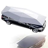 SHEUAO Automatischer Autoschirm,Kompaktes Reise-Auto-Dachzelt,Gefalteter Tragbarer Auto-Schutz-Auto-Regenschirm,Outdoor-Sonnenschutz-Sonnenschutz-Überdachungs-Abdeckung Silvergray+Stand-5.2m/17ft