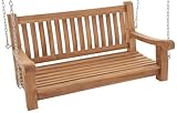 CLP Schaukelbank Joyce I Gartenschaukel aus Teakholz I Holzschaukel wetterfest und massiv I mit Befestigungsmaterial, Farbe:Teak, Größe:120 cm