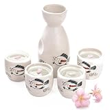 LIEWEI Boutique Shop UK 5er-Pack Sake-Set aus Keramik, Sake-Becher aus Porzellan, Japanisches Sake-Set, traditionelles Sake-Becher-Set für heißen oder eisgekühlten Sake Saki-Tassen
