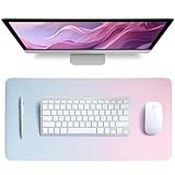 Livdouyu Schreibtischunterlage Leder, Schreibtischunterlage Mädchen Mauspad Büropad Rosa Groß 80X40cm Schreibtischunterlage Abwischbar PU-Leder rutschfest für Büro Home-Office(Rosa/Blau)