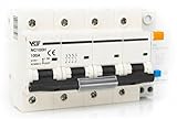VCX Sicherungsautomat FI-Schalter | 100A | 4P | mit Überspannungsauslöser | 415V | IP20 | NC-Isolierschalter | Leitungsschutzschalter | Fehlerstrom-Schutzschalter