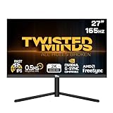 Twisted Minds 27 Zoll Display schneller IPS Gaming Monitor - 2560 x 1440 QHD-Auflösung 165 Hz Bildwiederholfrequenz 16:9 Seitenverhältnis, 0,5 ms Reaktionszeit - Schwarz (TM27QHD165IPS)