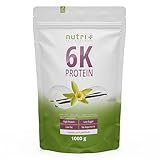 Nutri + Protein Vanille 1 kg - 80% Eiweiß - Proteinpulver - 6-Komponenten Eiweißpulver - Pulver ohne Laktose + Zucker - Proteinshake Made in Germany - 1000 g Vanilla Powder