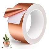 PITMT Kupferband Gegen Schnecken, 50mm x 20M Schneckenzaun Schneckenschutz für Hochbeet Pflanzen, Kupferband Selbstklebend Schneckenabwehr Schneckenband für Anti Schnecken und Elektronikreparatur