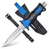DRAGON RIOT Tauchermesser mit Beinholster, Outdoor-Messer Feststehende, Scharfes Jagdmesser mit Holster, Allzweckmesser Cooles Camping Survival Messer Geschenk für Männer