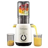 Timisea Entsafter 130mm Extra Große Einfüllöffnung Slow Juicer – 99% Saftausbeute, Leicht zu Reinigen, Anti-Rückstand Technologie für Obst/Gemüse, Saftpresse Elektrisch mit Drehknopf