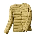 Einfarbig, lässig, schlicht, Rundhalsausschnitt, mehrfarbig, weich und leicht, kurze Daunenjacke für Damen, gelb, M