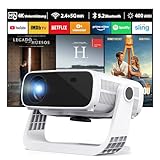 Wielio 2025 Neuer Smart Beamer,Integrierte Apps,Android 11,Native 1080P mit 4K Unterstützung WiFi 6&Bluetooth 5.2,400 ANSI Lumen,Leiser Lüfter (