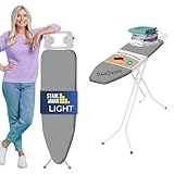 STAHLMANN ® Bügelbrett [114x34 Bügelfäche ] grau mit rutschfesten Füßen – robuster Bügeltisch – extra stabiles Bügelbrett [Made IN EU] – Tischbügelbrett