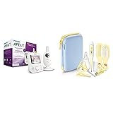 Philips AVENT Video Babyphone mit Kamera, SCD833/26, Tag- und Nachtansicht, hohe Reichweite, Eco-Mode, Mit FHSS-Technologie, weiß & Babypflege-Set SCH400/00, 10 Teile, für zu Hause und unterwegs, gelb