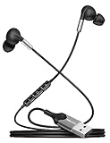 DuKabel USB In Ear Kopfhörer für PS5 PS4, USB PC Headset mit Mikrofon und In-line Steuerung Kabelgebunder Ohrhörer für PC Laptop - Schwarz