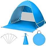 BUOAZR Pop Up Strandmuschel mit UV Schutz (UPF 50+), 2-4 Personen Tragbar Groß Strandzelt, inkl Tragetasche und Heringe, Automatisches Strand Camping Zelt
