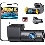 CIEVIE 4K+1080P Dashcam Auto Vorne Hinten mit 64GB SD Karte, 5GHz WiFi Dashcam mit 1,5″ IPS Display, 170° Weitwinkel, G-Sensor, WDR Nachtsicht, Loop-Aufnahme, APP Steuerung, Unterstützt 256 GB Max