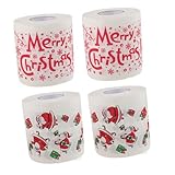 TOGEVAL 4 Rollen Doppelschichtiges Weihnachts Toilettenpapier mit Festlichen Motiven Buntes Dickes Toilettenpapier für Badezimmer Partydekoration Lustiges Xmas und Gästeserviette