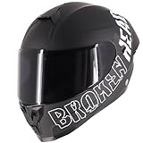 Broken Head BeProud Pro Sport Black Edition - Motorradhelm Mit Sonnenblende und Spoiler – Ltd. Edition Mit 2 Visier (Schwarz + Klar) (XL (61-62 cm))