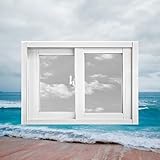 Schwarzes, 31 x 20 Zoll großes Keller-Ersatzfenster, horizontales Schiebefenster, weißes Badezimmer-Schiebefenster aus Vinyl, 79 x 51 cm, mit abnehmbarem Bildschirm aus gehärtetem
