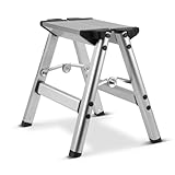 STAHLWERK Klapptritt KT-1 ST mit 120 kg Tragkraft Aluminium-Leiter | Klappleiter | Trittleiter | Schemel | Tritthocker mit Rutschfester Stufe