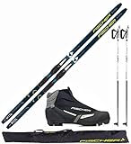 Fischer Langlaufski-Set Comfort Cruiser + Bindung + Schuhe Womens + Stöcke + Skisack (S ( 164cm Länge - bis 60kg Körpergewicht))