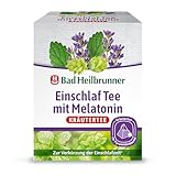 Bad Heilbrunner Einschlaf Tee mit Melatonin - im Pyramidenbeutel - Melatonin, Melisse, Lavendel - Endlich wieder gut einschlafen - Ideal fürs Reisen - Gute Nacht Tee (4 x 12 Pyramidenbeutel)