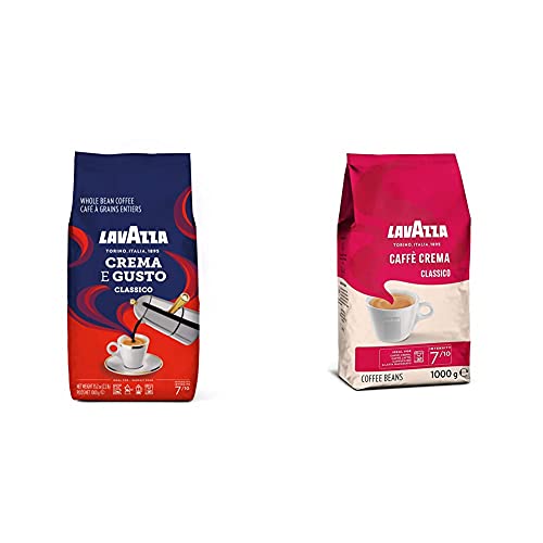 Lavazza Kaffeebohnen - Crema E Gusto Classico, 1er Pack (1 x 1 kg) & Caffè Crema Classico, 1kg-Packung, Arabica und Robusta, Mittlere Röstung​