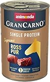 animonda GranCarno Hunde Nassfutter Single Protein Ross pur (6 x 400g), getreidefreies Hundenassfutter ohne Zucker, für ausgewachsene Hunde, mit frischen fleischigen Zutaten